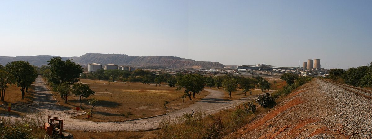 Wide view across the Nchanga open-pit copper mine near Chingola in the Zambian Copperbelt